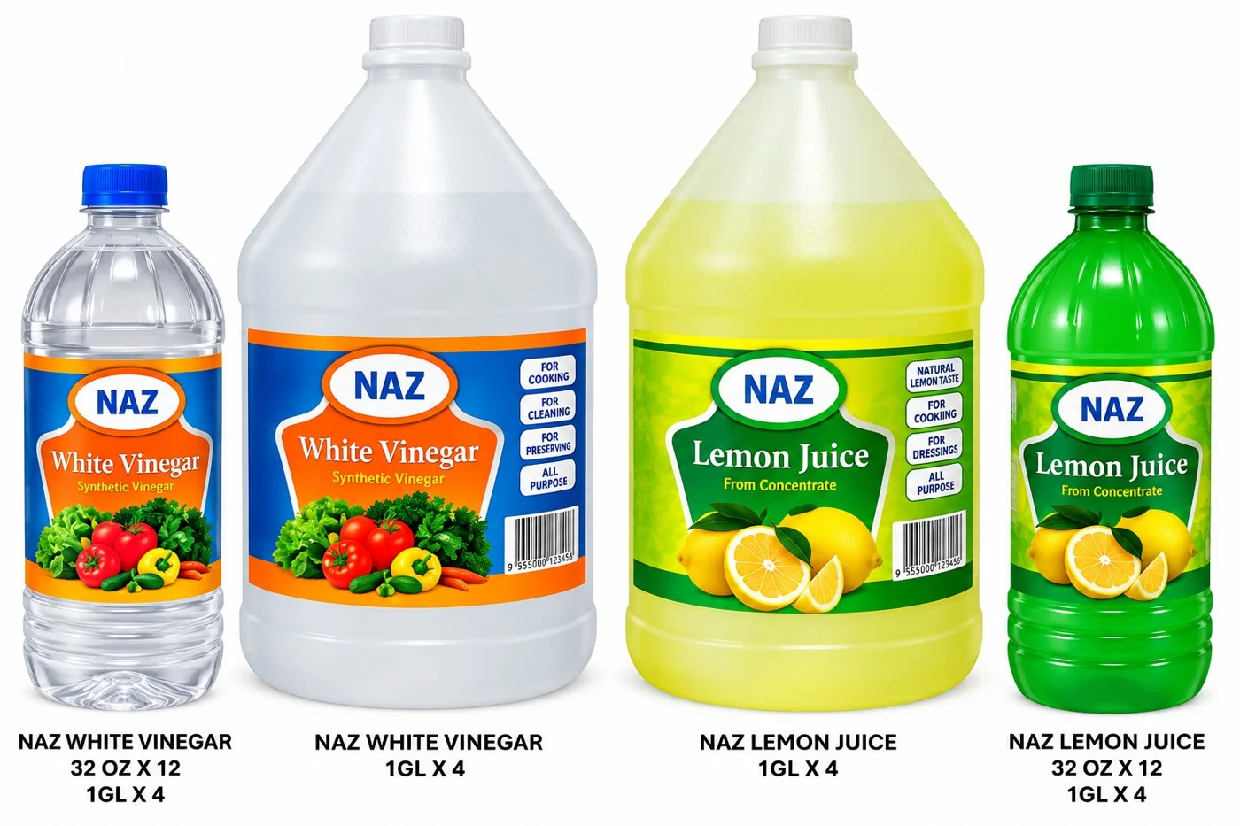 NAZ White Vinegar and NAZ Lemon Juice